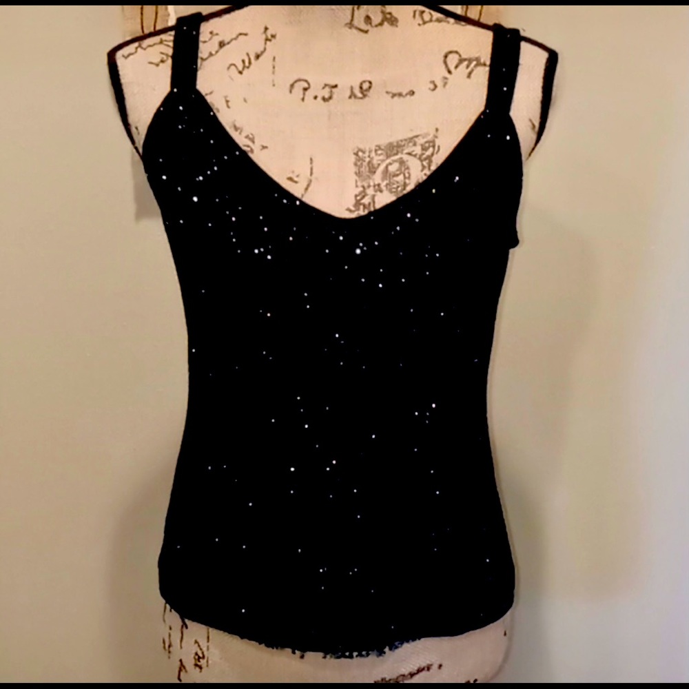 Black large rhinestone embellished tank